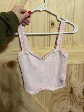 Free People Pink Ribbed Crop Top